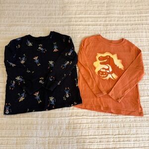 Kids 5T Halloween Long Sleeve T Shirt Bundle Skeleton & Dinosaur Pumpkin